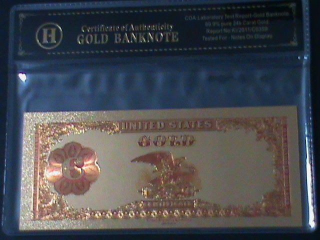 ​UNITED STATES-1882-CAT#261-$100 GOLD COINS- 24K GOLD REPLICA NOTE VF-LAST ONE