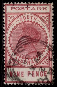 AUSTRALIA - South Australia QV SG273, 9d rosy lake, FINE USED. Cat £15.