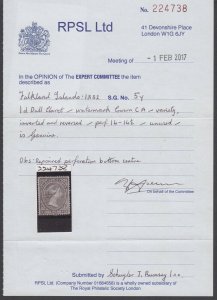 Falkland Islands, SG 5y, MHR (repaired perf) Watermark Inv & Rev variety, RPS