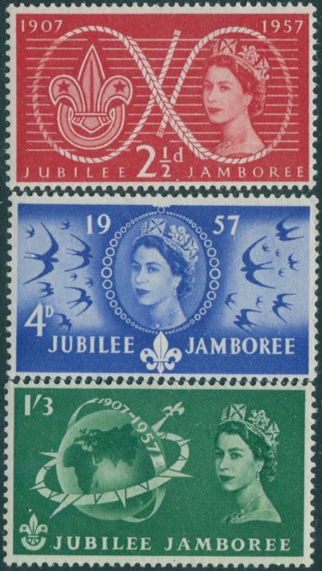 Great Britain 1957 SG557-559 QEII Scout Jubilee set MNH
