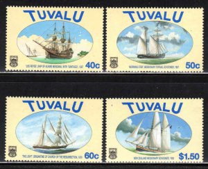 Tuvalu #768-71 ~ Cplt Set of 4 ~ Ships, Old Boats ~ Mint, NH  (1998)