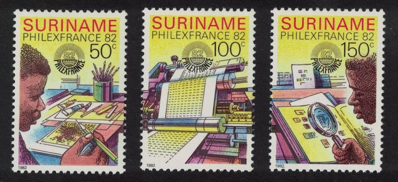 Suriname Philexfrance 82 Intl Stamp Exhibition Paris 3v 1982 MNH SG#1082-1084