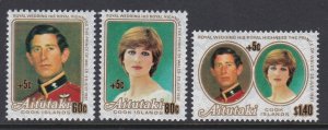 B35-37 Aitutaki 1981 Royal Wedding Surcharged MNH