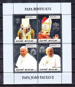 Guinea Bissau, 2005 issue. Pope John Paul II, SILVER  sheet of 4.