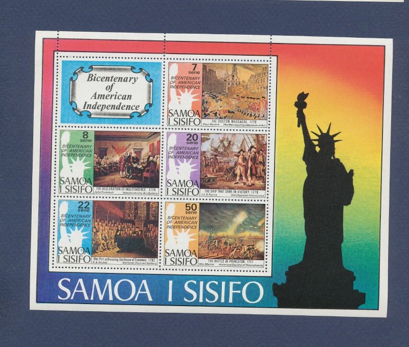 SAMOA I SISIFO - Scott 432a - MNH S/S - USA Bicentennial, Statue of Liberty