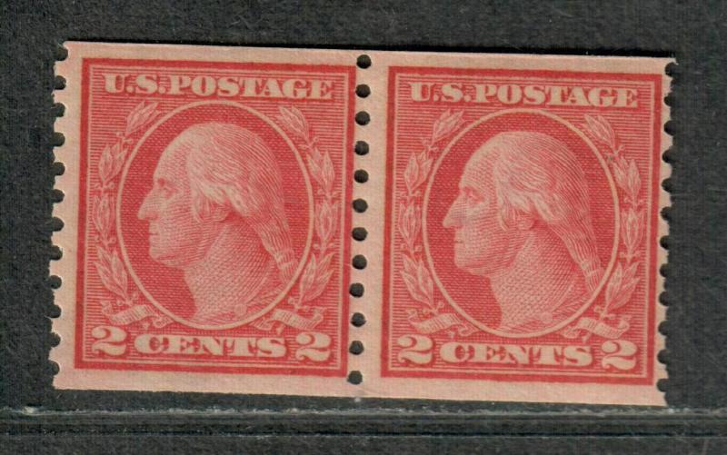 US Sc#454 M/NH/F-VF, Coil Pair-Crowe Cert, Cv. $360