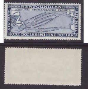 Newfoundland-Sc#C11- id40-unused og hinged $1.00 airmail-Maps-watermarked-1931-