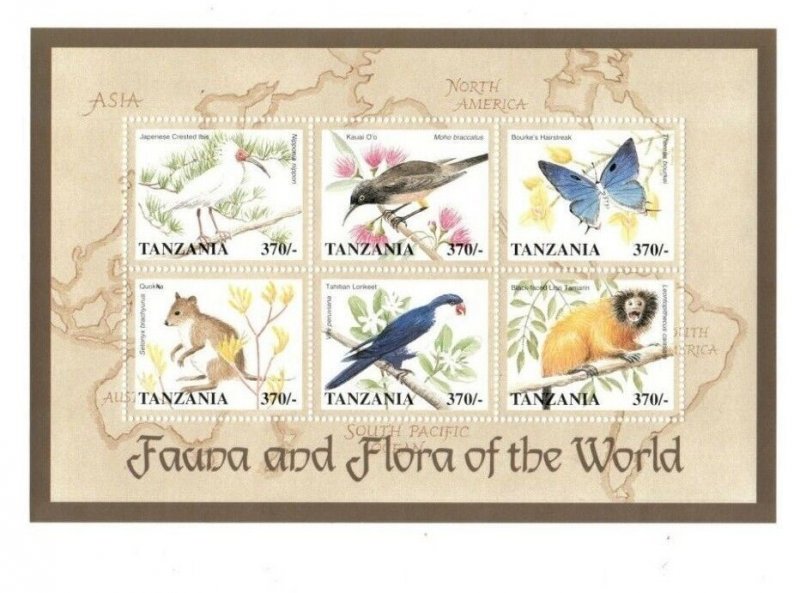 Tanzania 1998 - Fauna And Flora - Sheet of 6 Stamps - MNH