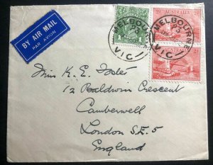 1932 Melbourne Australia Early Commercial Airmail Cover To London England