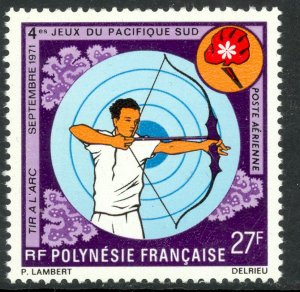FRENCH POLYNESIA 1971 27fr ARCHERY South Pacific Games SPORTS Airmail Sc C76 MNH