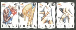 Tonga 1992 MNH Stamps Scott 815-818 Sport Olympic Games Cycling Tennis