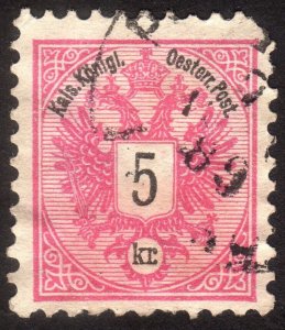 1883, Austria, 5Kr, Coat of Arms, Perf 10 1/2, Used, Mi 46d,