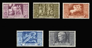 Italy #C95-99 (Sass. PA 106-110) Cat€160, 1937 Augustus, air post set of fi...