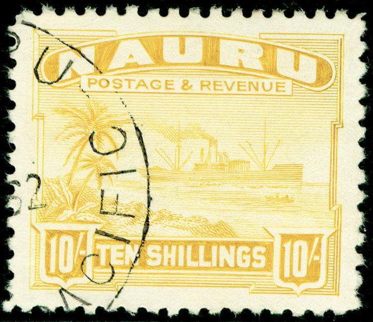 NAURU SG39B, 10s yellow, FINE USED. Cat £100.