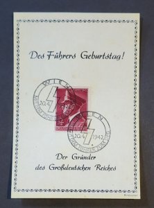 WW2 WWII Nazi German Third Reich Adolf Hitler 53rd Birthday stamp w card 1942
