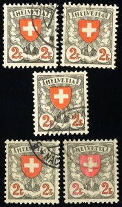 Switzerland Stamps # 203 Used VF Lot Of 5 Scott Value $50.00