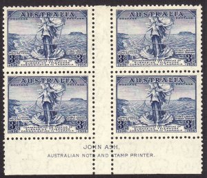 1936 Australia /Tasmania telephone link Imprint gutter block MNH Sc#157 158