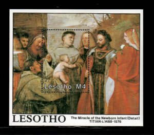 Lesotho 1988 - Titian Art Miracle Infant - Souvenir Stamp Sheet Scott #669 - MNH
