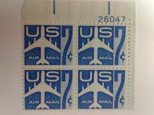 SCOTT # C51 SEVEN CENT PLATE BLOCK  AIR MAIL GEM MINT NEVER HINGED STUNNING !!