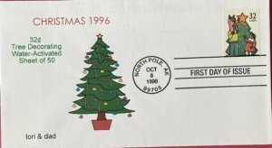 lori & dad 3108/11 Christmas 1996 Set of 4 Beautiful Covers North Pole Postmark