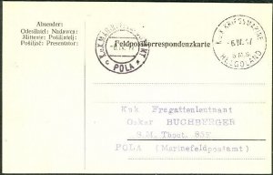 AUSTRIA/HUNGARY 1917, Naval card, HELGOLAND