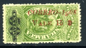 Nicaragua 1908 Provisional 15¢/50¢ Green Sc 224v DROPPED 9 Mint  U656