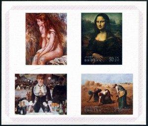 Bhutan 144Dh sheet, MNH. Mi Bl.48. Art 1972. Renoir. Manet, da Vinci, Rousseau.