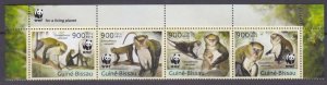 2013 Guinea-Bissau 6644-6647strip+Tab WWF / Fauna - Monkeys  12,00 €