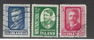 Iceland  SC#284-286 Used F-VF hr SCV$38.95...A fascinating spot!