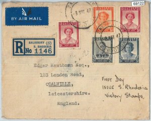 69122 - SOUTHERN RHODESIA - POSTAL HISTORY -  REGISTERED COVER  1947 ROYALTY