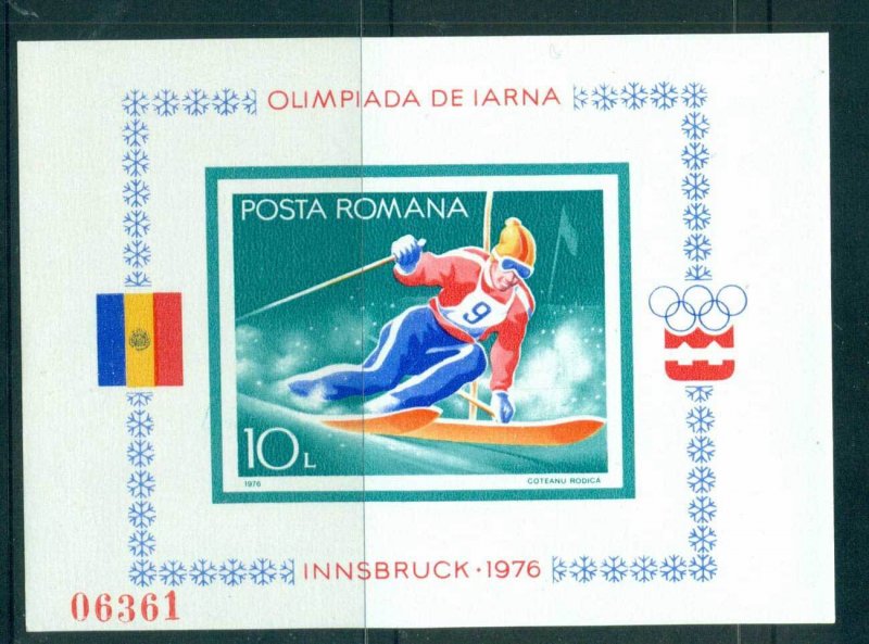 Romania 1976 Winter Olympics IMPERF MS MUH lot57459