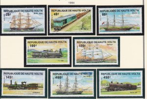 Burkina Faso # 661-668, Ships & Locomotives, Mint NH, 1/2 Cat.