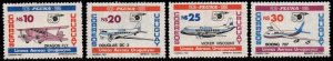 1987 Uruguay Pluna Airlines airplane flights boeing #1235-1238 ** MNH