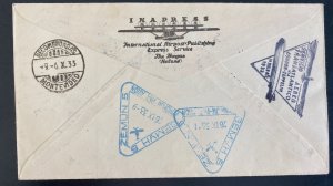 1933 Zagreb Yugoslavia Graf Zeppelin Airmail Cover  to Montevideo Uruguay