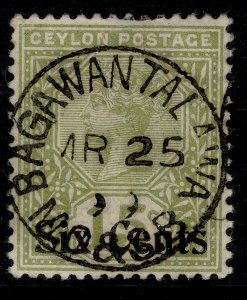 CEYLON QV SG196, 15c sage-green, VERY FINE USED. CDS