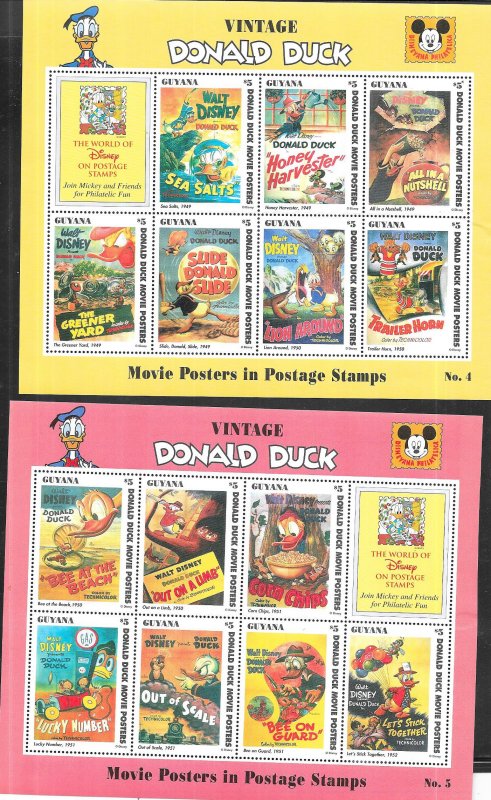Guyana #2773-2775 Vintage Donald DucK Sheets of 8 (MNH) CV $27.50