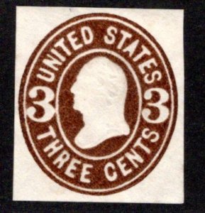 Scott U60, 3c brown, Unused, Cut Square Envelope, Washington, 1865, USA BOB