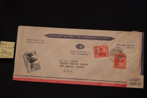 Colombia 639 & C231  (x2) on cover Medellin to W. Norfolk VA (#1168)