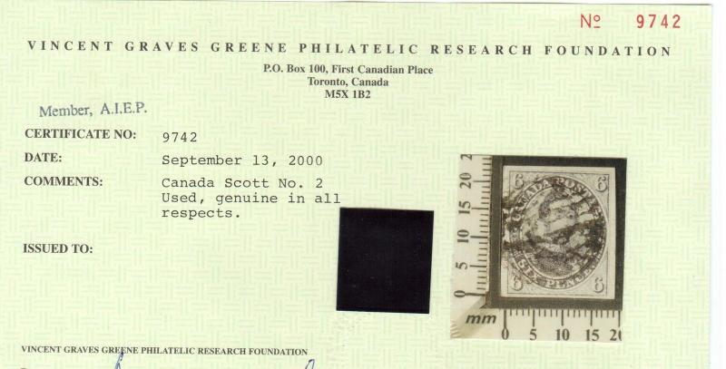 Canada #2 VF Used **With Certificate**