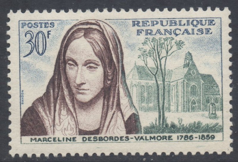 France SG1434 - YT 1214, 1959 Marceline Desbordes-Valmore 30f MH*