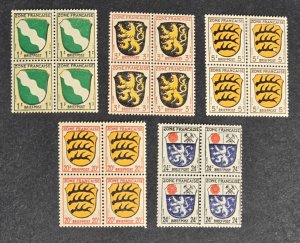 Post WWII Germany French Zone Stamp lot x 20 Briefpost Coat of Arms Blocks x5