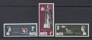 Malta 1967 Visit of Queen Elizabeth II Scott # 378 - 380 MH