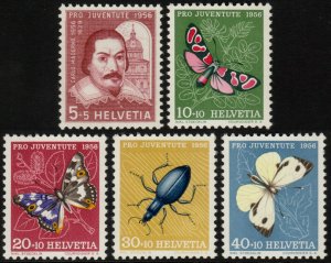 ✔️ SWITZERLAND 1956 - CHILD WELLFARE BUTTERFLY - SC. B257/B261 ** MNH OG [SW632]