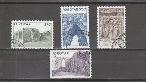 Faroe Islands  Scott#  182-185  Used  (1988 Kirkjubour Cathedral Ruins)