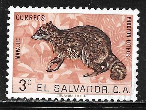 El Salvador 740: 3c Racoon (Procyon lotor), used, F-VF