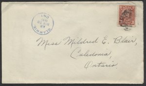 1931 Glammis (Bruce) ONT MOOD On Cover to Caledonia ONT