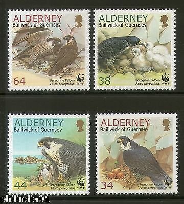 Alderney 2000 WWF Peregrine Falcon Birds of Prey Wildlife Sc 144-47 MNH # 265