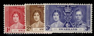 SWAZILAND GVI SG25-27, CORONATION set, M MINT.