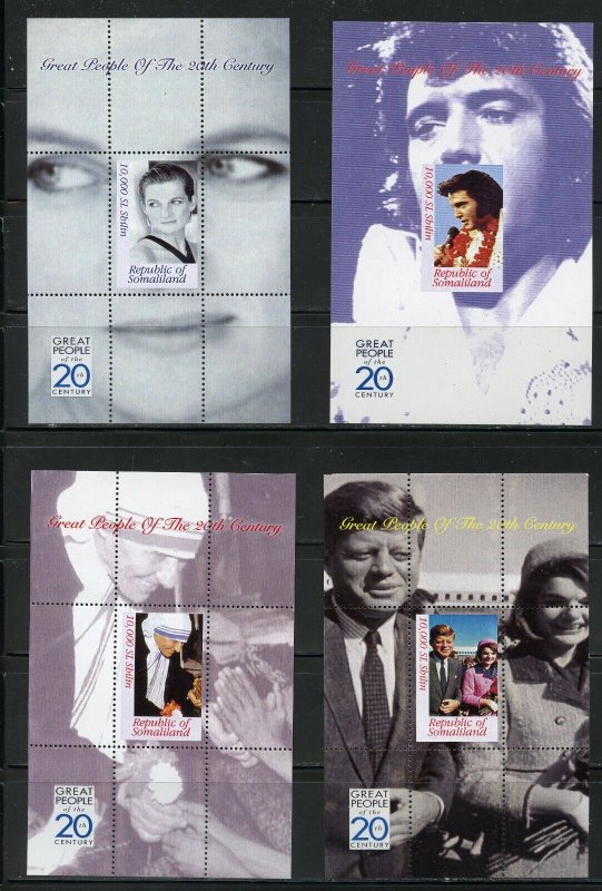 SOMALILAND ELVIS DIANA JFK JOHN PAUL II ETC SEVEN SOUVENIR SHEETS  MINT NH