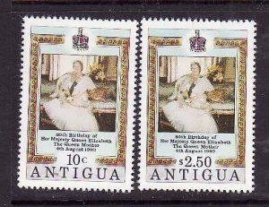 Antigua-Sc#584-5-unused NH set-id2-Queen Mother-80th Birthday-1980-